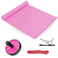 Kit Faixa Elstica Super Band Super Leve + Colchonete + Roda Abdominal