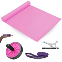 Kit Faixa Elstica Super Band Super Leve + Colchonete + Roda Abdominal