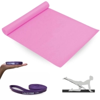 Kit Faixa Elstica Super Band Super Leve + Colchonete Eva Rosa Yoga e Alongamento
