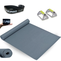Kit Colchonete Eva 1,73m + Par de Suporte Apoio para Flexo + Extensor Elstico Super Band Extra Forte