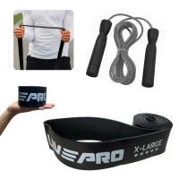 Kit Corda de Pular Simples com Rolamento + Faixa Elstica Super Band Extensor Super Forte Exerccios Treino
