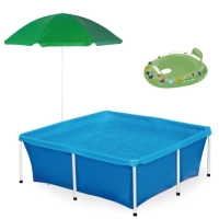 Kit Piscina Estrutural 2000 Lts Mor + Guarda Sol 1,50m 70fps + Boia Fralda Inflvel Verde At 15kg