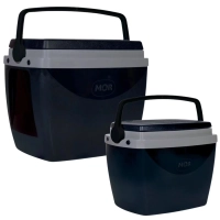 Kit Caixas Trmicas 6 Litros + 18 Litros Preta e Cinza com Ala Mor para Praia e Camping