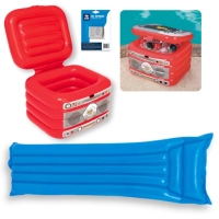 Kit Bar Flutuante Cooler Inflvel para Guardar Bebidas + Boia Colcho Inflvel At 90kg para Piscina