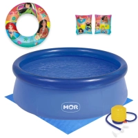 Piscina Infantil 1000 Litros Mor Inflvel + Mini Bomba Manual + Forro + Boias Princesas Disney