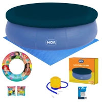 Kit Piscina Inflvel Mor 6700 Litros + Boias Princesas Disney + Capa, Forro e Mini Bomba Manual