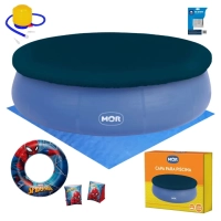 Piscina Inflvel Mor 6700 Litros + Boias Homem-aranha + Capa, Forro e Mini Bomba Manual