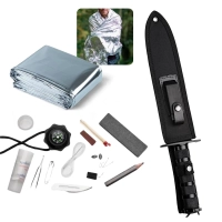 Kit Manta Trmica Aluminizada para Emergncia + Faca de Ao com Kit de Sobrevivncia Delta para Pesca Camping