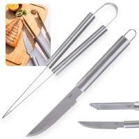 Conjunto para Churrasco em Ao Inox 2 Peas Faca e Pegador Mor Cozinha Utenslios