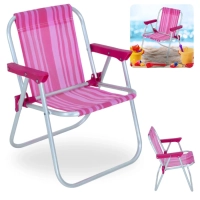 Cadeira de Praia Infantil Bel Dobravel em Aluminio Rosa