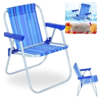 Cadeira de Praia Infantil Bel Dobravel em Aluminio Azul