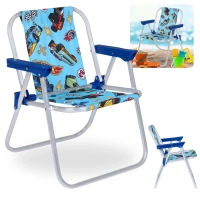 Cadeira de Praia Infantil Hot Wheels Dobravel em Aluminio Azul Bel