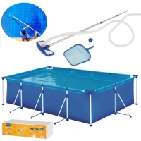 Kit Piscina Premium 5000 Lts Mor + Kit Manuteno Limpeza da Piscina com Aspirador Peneira Mangueira e Haste