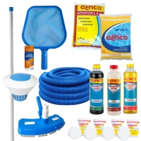 Kit Completo para Limpeza de Piscinas com 15 Itens para Manuteno Haste, Mangueira e Produtos