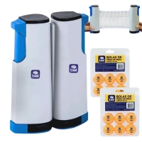 Kit Rede Retratil para Tenis de Mesa Ping Pong Ajustvel At 1,60m + 12 Bolinhas Bel