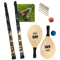 Kit Jogo Tacobol Tacos de Bets Madeira e 2 Casinhas + Jogo Frescobol em Madeira Modelo Aloha + 2 Bolinhas