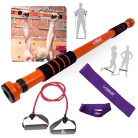 Kit Barra para Porta Ajustvel de 65cm a 95cm + Extensor Elastico 1 Via Super Forte + Mini Band Super Forte