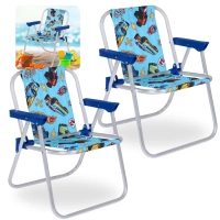 Kit 2 Cadeiras de Praia Infantil em Aluminio Azul Hot Wheels Dobravel Bel