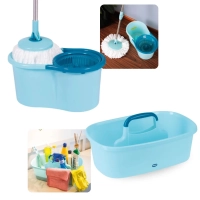 Kit Cesto Organizador Multiuso com Divisrias e Ala + Mop Giratrio 13 Litros Limpeza Prtica Mor