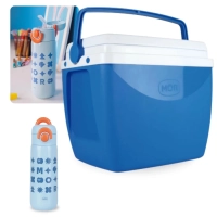Kit Garrafa T�rmica 480ml Azul Inox Al�a e Canudo + Caixa T�rmica 18 Litros Azul