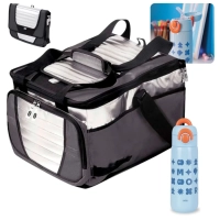Kit Garrafa Trmica 480ml Azul em Inox Ala e Canudo + Bolsa Trmica 36 Litros Dobravel
