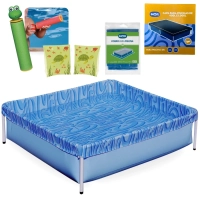 Kit Piscina Infantil 400 Litros Estrutural Mor + Capa, Forro + Boia de Brao Verde + Lana gua