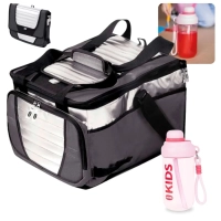 Kit Garrafa 660ml Rosa Squeeze com Ala e Canudo + Bolsa Trmica 36 Litros Dobravel