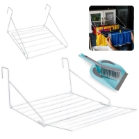 Kit Varal de Roupa de Porta Apartamento Portatil Sem Furo + Pazinha Pa de Lixo com Escova Mor