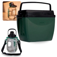 Kit Garrafa Fitness 1,8 Lts com Alas Suporta Celular + Caixa Trmica 18 Litros Verde e Preta