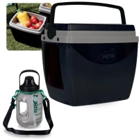 Kit Garrafa Fitness 1,8 Lts com Alas Suporta Celular + Caixa Trmica 18 Litros Preta