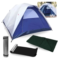 Kit Barraca Dome 3 Pessoas Ntk 1800mm + Saco de Dormir Solteiro + Isolante Trmico Camping e Pesca