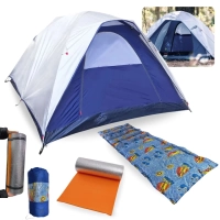 Barraca Dome 3 Pessoas 1800mm Ntk + Isolante Termico + Colchonete Solteiro para Camping e Pesca