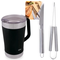 Kit para Churrasco em Ao Inox 2 Peas Faca e Pegador + Jarra Trmica 1,9 Litros Preta