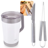 Kit para Churrasco em Ao Inox 2 Peas Faca e Pegador + Jarra Trmica 1,9 Litros Branca