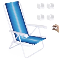 Kit Cadeira de Praia 4 Posies em Ao + Protetor para o P da Cadeira Quadrado Branco Evita Riscos