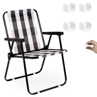 Kit Cadeira de Praia Retr em Ao Mor + Protetor para o P da Cadeira Quadrado Branco Evita Riscos