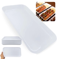 Kit 8 Travessas Retangulares 31cm para Buffet Churrascaria Espetinho Bandeja Poro Restaurante Branca