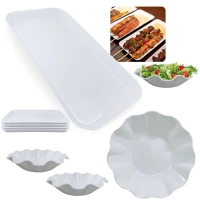 Kit 4 Travessas 31cm Buffet Restaurante Churrascaria + 2 Travessas Centro de Mesa Circular