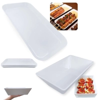 Kit 2 Travessas 31cm Buffet Churrascaria Espetinho Poro + Travessa 25 Cm Retangular Funda Buffet