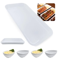Kit 2 Travessas 31cm Buffet Restaurante Poro + 4 Mini Tigelas Formato Gota para Molhos e Finger Food