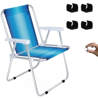 Kit Cadeira de Praia Alta em Alumnio Mor + Protetor para o P da Cadeira Quadrado Preto Evita Riscos