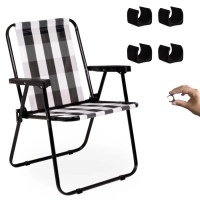 Kit Cadeira de Praia Retr em Ao Mor + Protetor para o P da Cadeira Quadrado Preto Evita Riscos