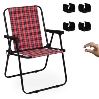 Kit Cadeira de Praia Xadrez Camin em Ao Mor + Protetor para o P da Cadeira Quadrado Preto Evita Riscos