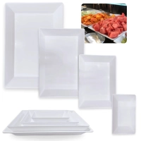 Kit Travessa Grande 49cm + Travessa 44,7cm + Travessa 35cm + Travessa 25cm para Buffet Restaurante Melamina