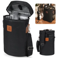 Bolsa Trmica Malbec Preta para 2 Garrafas de Vinho com Ala Ideal para Marmita Passeios Academia e Viagens