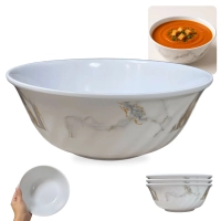 Kit 3 Tigelas Bowls 20cm 1,2 Litros Decorao Marmorizado em Melamina / Plstico