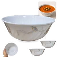 Kit 2 Tigelas Bowls 20cm 1,2 Litros Decorao Marmorizado em Melamina / Plstico
