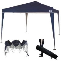 Kit Gazebo Articulado X-flex Azul Mor Tenda Praia 3x3 Sanfonada + Bolsa para Transporte com Rodas