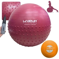 Kit Bola Suia 65cm de Pilates Textura Cravo Massage Ball + Mini Bomba + Mini Bola de Peso 1kg