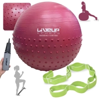 Kit Bola Suia 65cm de Pilates Textura Cravo Massage Ball + Mini Bomba + Elasticband Faixa Elstica Multinvel Mdio